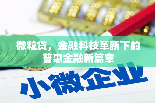 吉首微粒贷，金融科技革新下的普惠金融新篇章